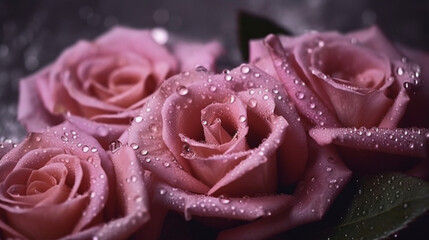 Pink roses with water droplets