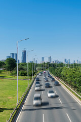 The century avenue of street scene in shanghai Lujiazui,China.