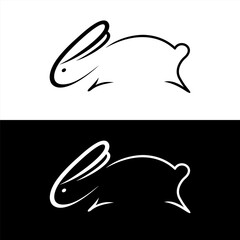 Obraz premium Rabbit Line Art Simple Logo Design