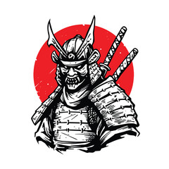 samurai warrior hand drawn 