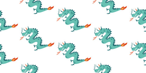 Seamless pattern with chinese new year dragon