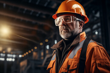 Professional engineer worker wearing uniform in a factory. Generative AI