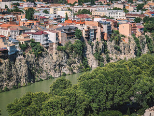 Buildings on the rock in the old Tbilisi