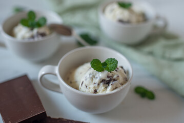 sweet home made straciatella mint ice cream