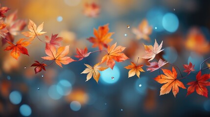 Colorful autumn leaves falling and spinning