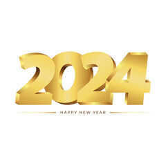 2024 new year 3d logo font vector with Golden color design