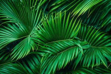 Tropical palm leaves floral pattern background. Generative AI