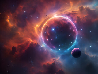 Abstract Digital Background. Nebula space colorful. Generative Ai