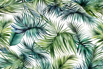 Tropical palm leaves floral pattern background. Generative AI
