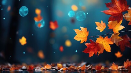 Colorful autumn leaves falling and spinning