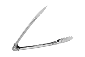 Kitchen tongs on a white background. Close-up metal kitchen tongs isolated on white background.