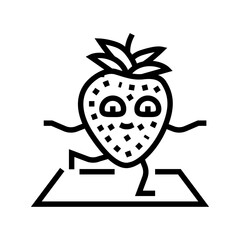 strawberries fruit fitness character line icon vector. strawberries fruit fitness character sign. isolated contour symbol black illustration