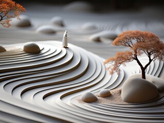 Fototapeta na wymiar Wallpaper Depicting Japanese Zen Garden