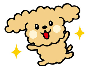 ゆるい手描きのトイプードル　感激バンザイポーズ