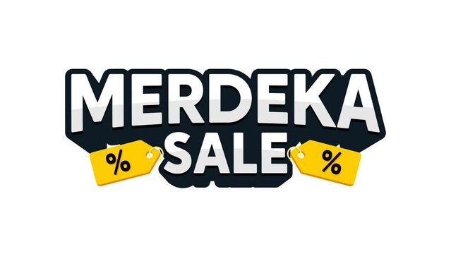 Merdeka Sale (Independence Sale) Indonesia and Malaysia Independence Sale Day Promo Animation, Animated Discount 3D Text Tittle Transparent Background.4k video and Alpha channel.