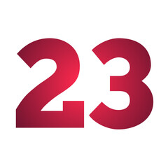 Naklejka premium number 23 twenty three in gradient red color sign symbol numbers for design elements isolated on transparent background