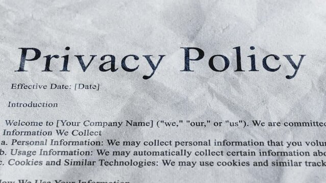 Privacy policy paper document: Security, compliance, data disclosure