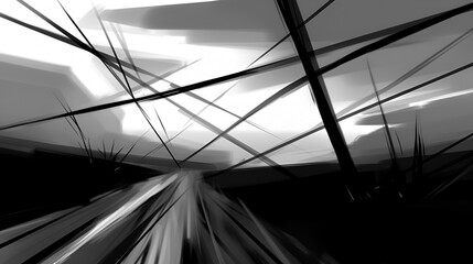 Obraz premium Black and white abstract landscape of limbo and loneliness