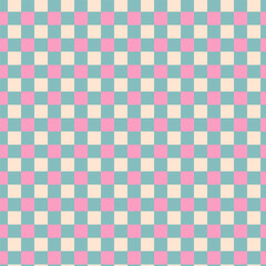 Barbicore seamless print. Pink squares in a repeating pattern. Vector illustration suitable for textiles, packaging, paper, crafting, children s clothing, and more