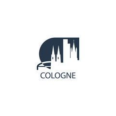 Germany Cologne cityscape skyline capital city panorama vector flat modern logo icon. Central Europe region emblem idea with landmarks and building silhouettes