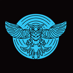 Naklejka premium Premium Monoline Owl Bird Vector Graphic Design illustration Vintage style Emblem Symbol and Icon