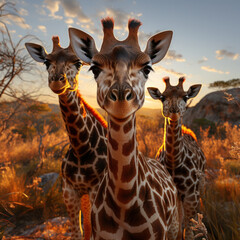 Obraz premium Giraffe in its Natural Habitat, Wildlife Photography, Generative AI