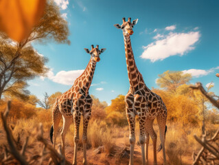 Obraz premium Giraffe in its Natural Habitat, Wildlife Photography, Generative AI