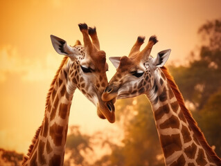 Obraz premium Giraffe in its Natural Habitat, Wildlife Photography, Generative AI
