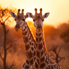 Fototapeta premium Giraffe in its Natural Habitat, Wildlife Photography, Generative AI