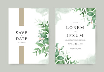 Beautiful foliage set for wedding invitation template