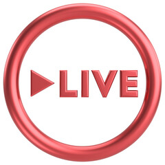 Live button. Live streaming. 3D illustration.