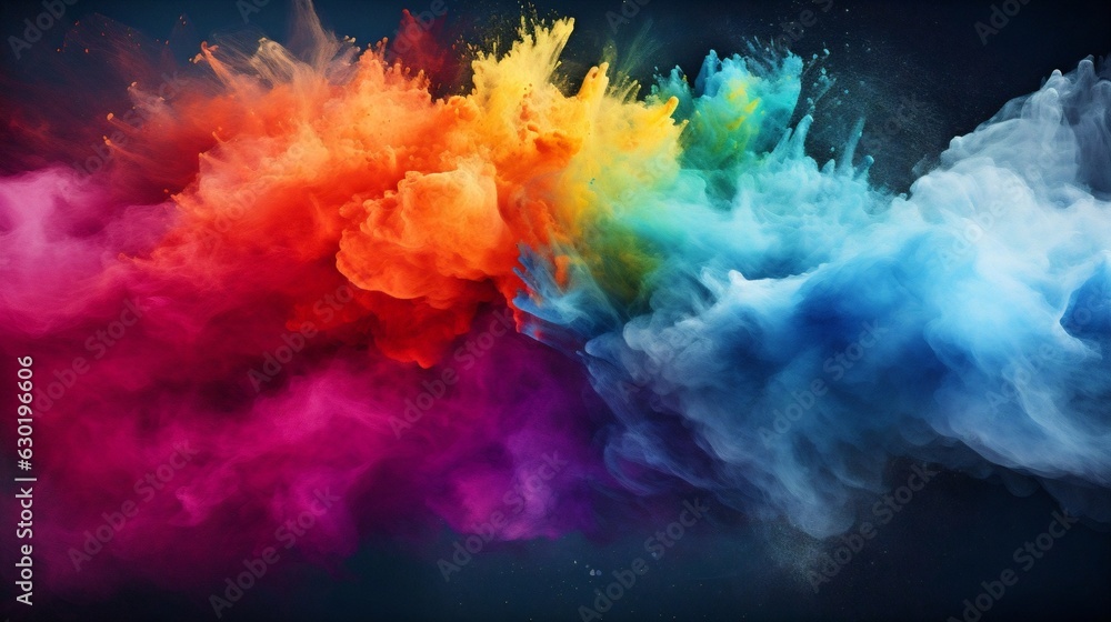 Poster generative ai : abstract coloured powder explosion background, various colours