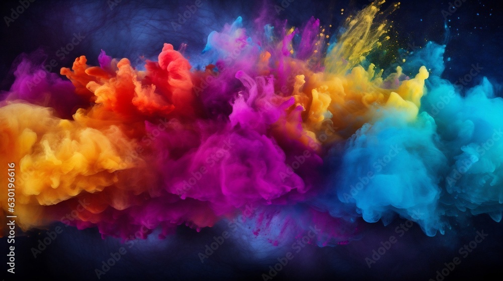 Poster generative ai : abstract coloured powder explosion background, various colours