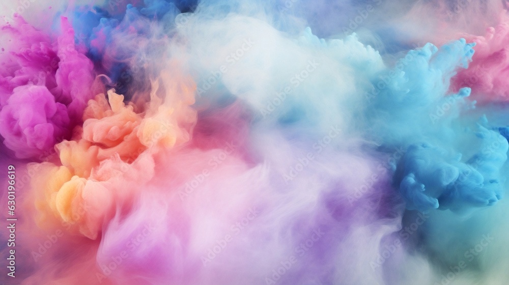 Poster generative ai : abstract pastel colored powder explosion isolated on black background. high resoluti