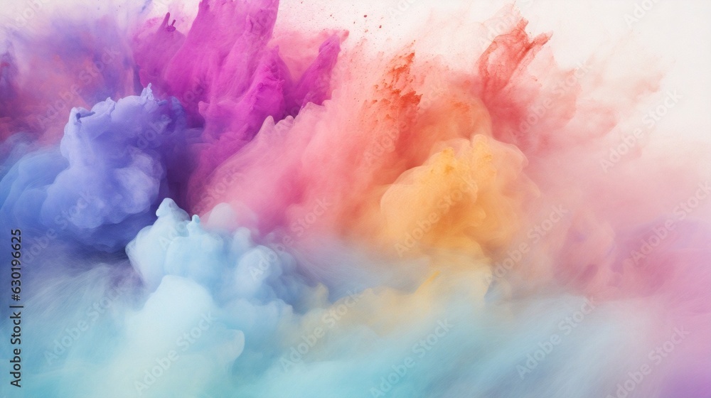 Poster generative ai : abstract pastel colored powder explosion isolated on black background. high resoluti