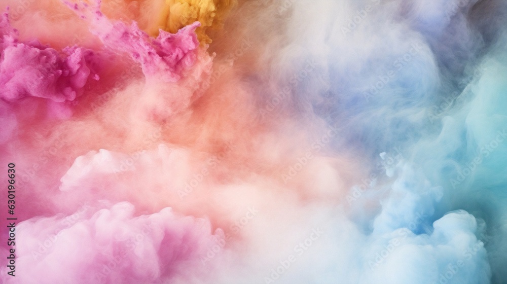 Aufkleber generative ai : abstract pastel colored powder explosion isolated on black background. high resoluti