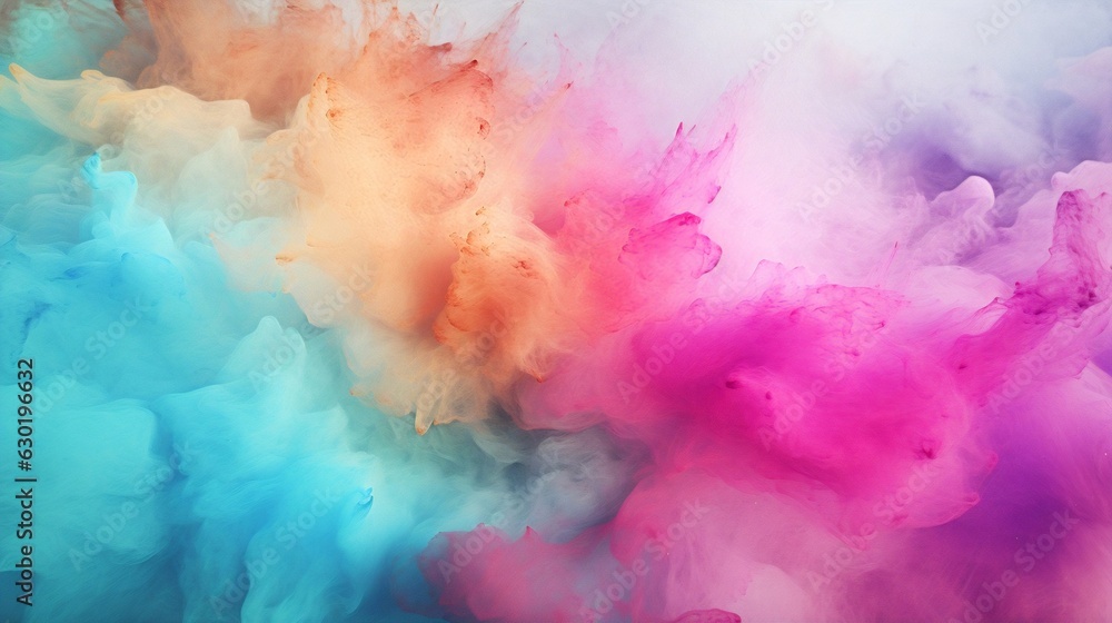 Poster generative ai : abstract pastel colored powder explosion isolated on black background. high resoluti