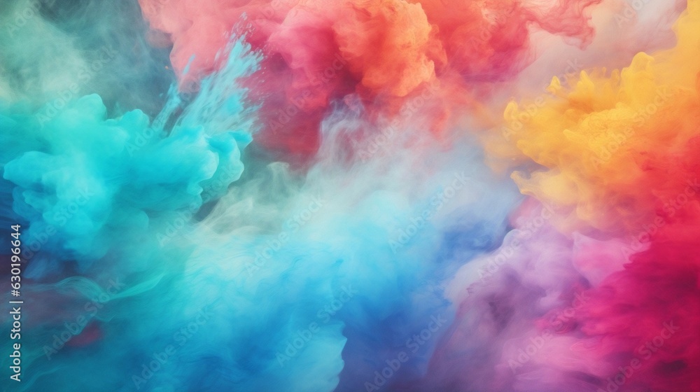 Aufkleber generative ai : abstract pastel colored powder explosion isolated on black background. high resoluti