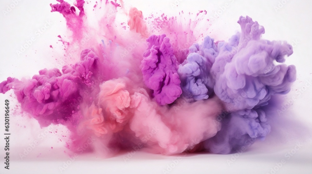 Aufkleber generative ai : abstract powder splatted background. colorful powder explosion on white background. 