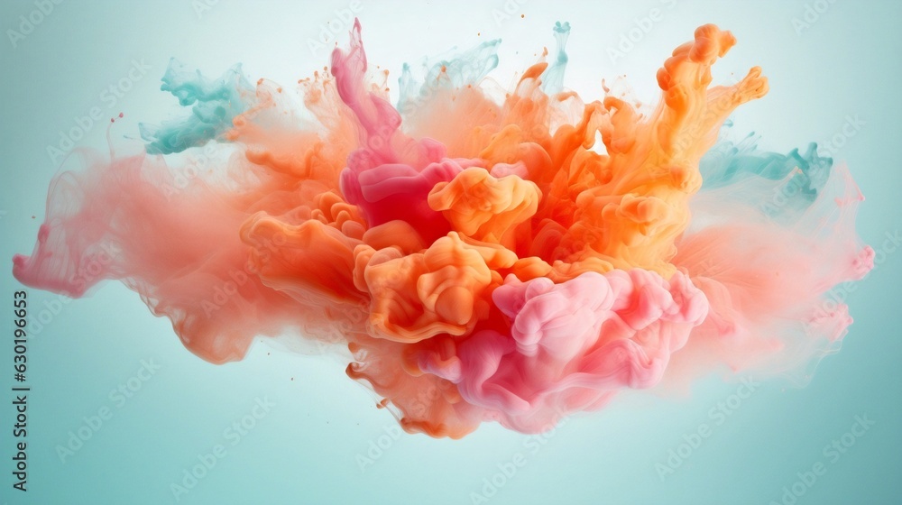 Aufkleber generative ai : freeze motion of colored powder explosions isolated on white background