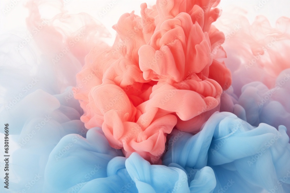 Poster generative ai : horizontal soft coral color and light blue wave on a white background. design elemen