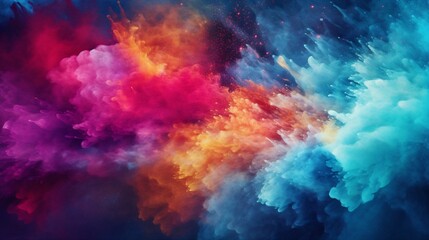 Generative AI : Abstract coloured powder explosion background, various colours