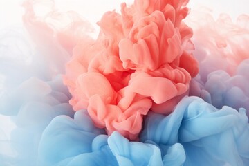 Generative AI : Horizontal Soft Coral color and Light Blue wave on a white background. Design element