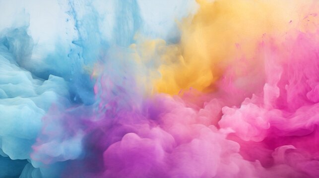 Generative AI : Abstract pastel colored powder explosion isolated on black background. High resolution texture