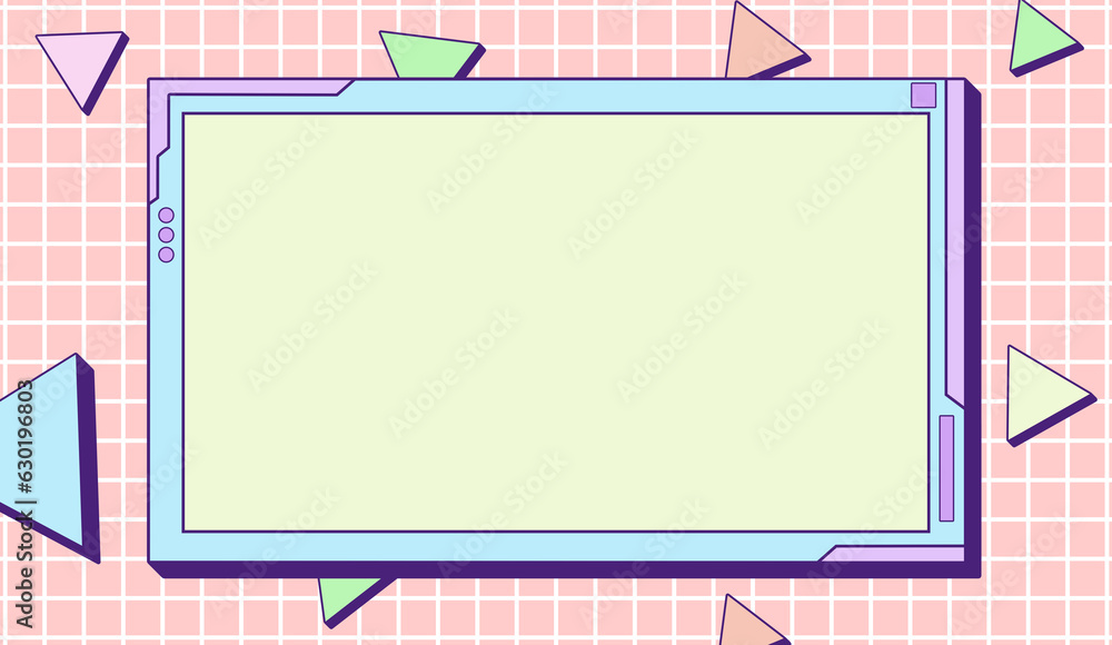 Poster abstract retro style 80-90s frame computer window background.