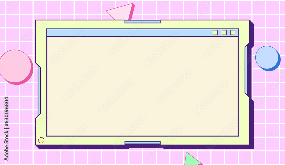 Poster abstract retro style 80-90s frame computer window background.