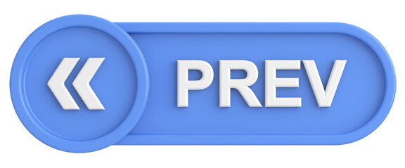 Previous button. Back button. 3D illustration.