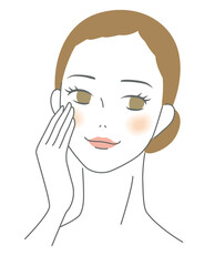 顔に手を添える女性