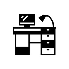 Computer Table icon in vector. Logotype