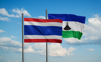 Naklejka premium Lesotho and Thailand flag
